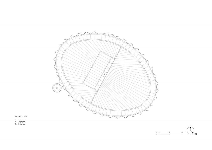 Roof plan of Brick Veil mosque by Luca Poian Forms