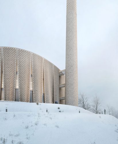 A render of the Brick Veil mosque exterior