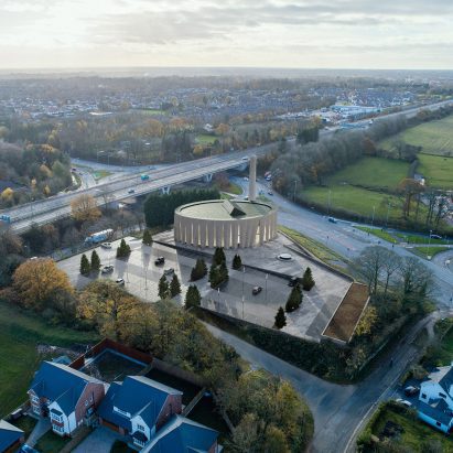 An aerial view of a mosque in Preston