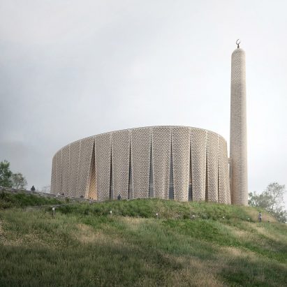 A brick mosque render