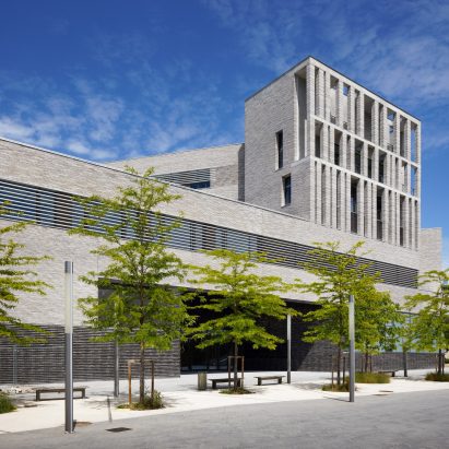 The exterior of the building is grey
