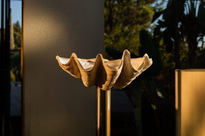 Fountain formed from an upturned shell