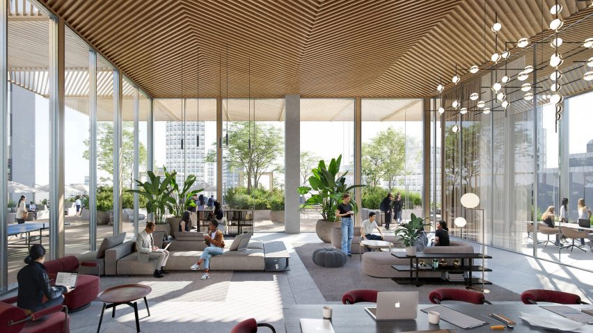 Burrard Exchange timber office tower interior