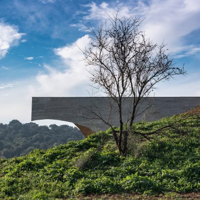 This cantilevered house is in Portugal