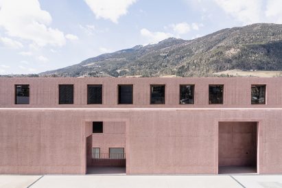 The patterned exterior of the Music School of Bressanone