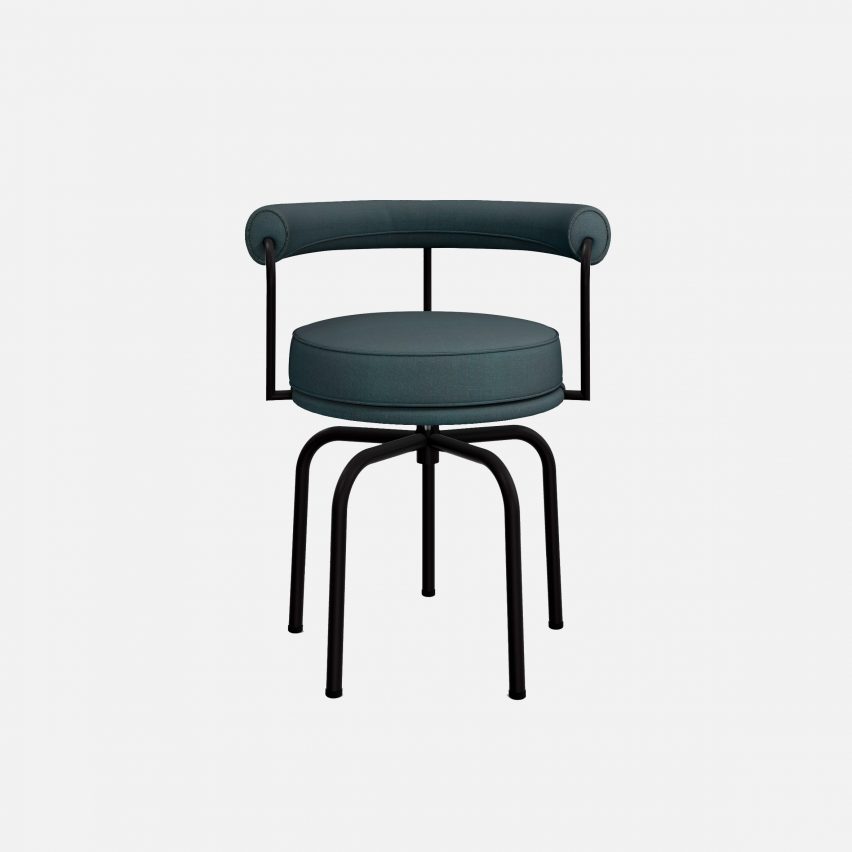 A photograph of a chair with legs made of tubular steel