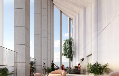 Rendering of the sky bar and restaurants at the CityWave building