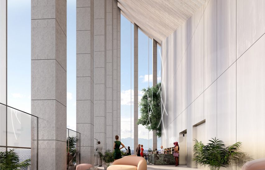 Rendering of the sky bar and restaurants at the CityWave building