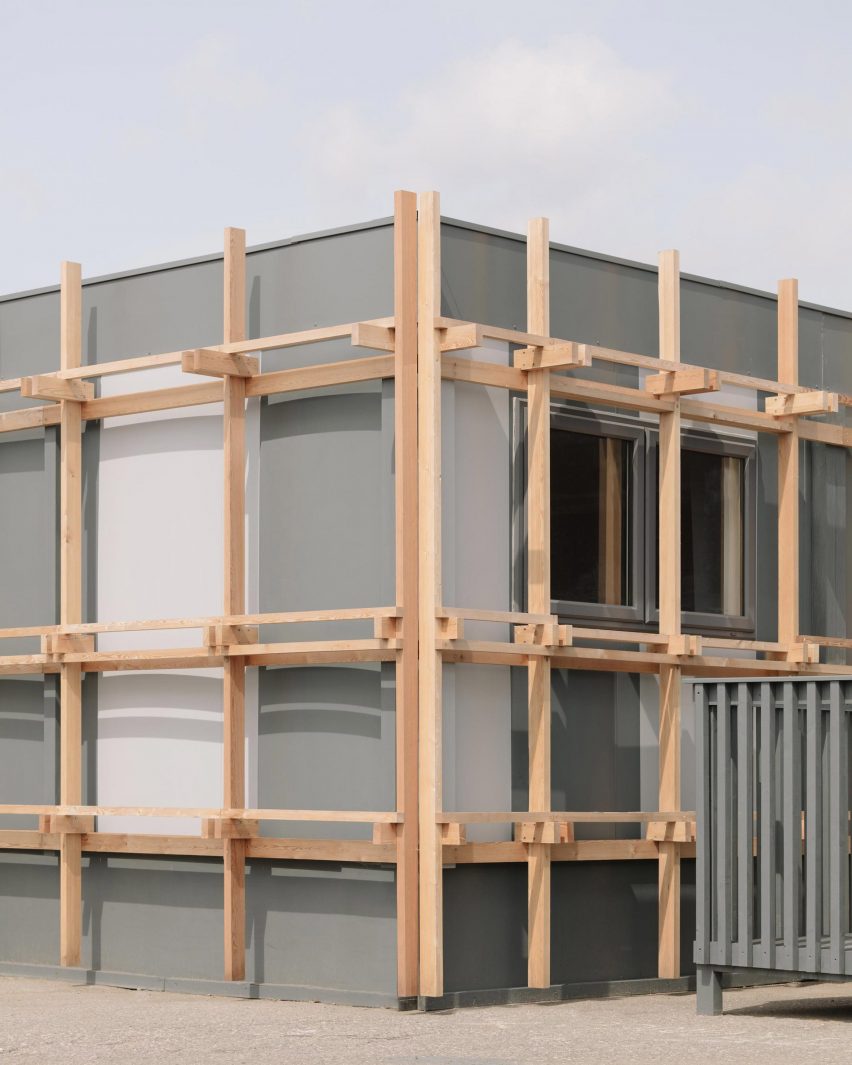 Wooden framework of Construction Skills School by EBBA Architects