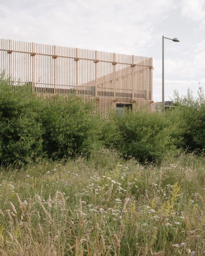 Plants in front of Construction Skills School by EBBA Architects