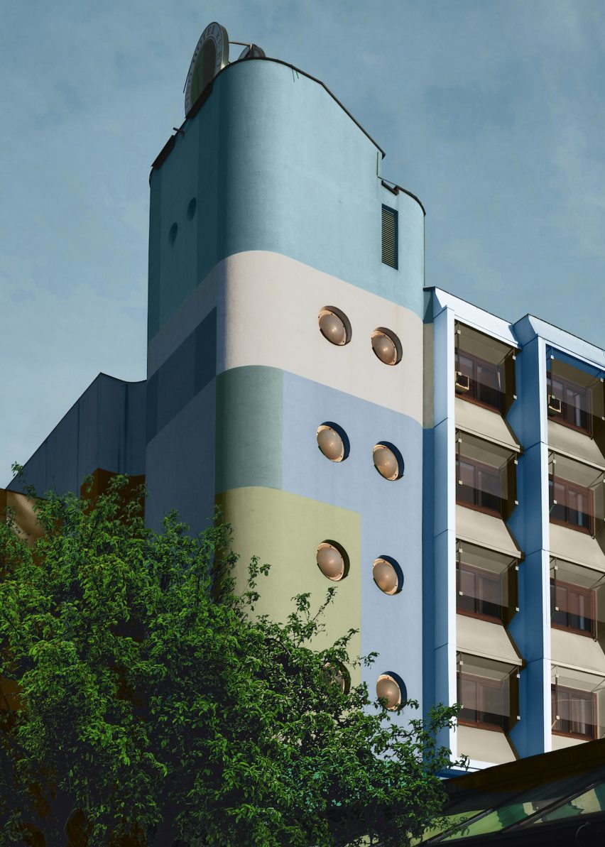 A tower painted in Bright Skies paint colour