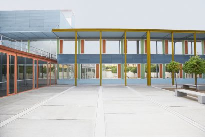 A building painted in Dulux's Bright Skies blue