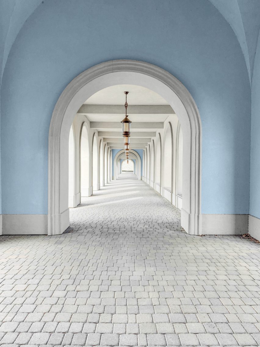 A blue rounded archway