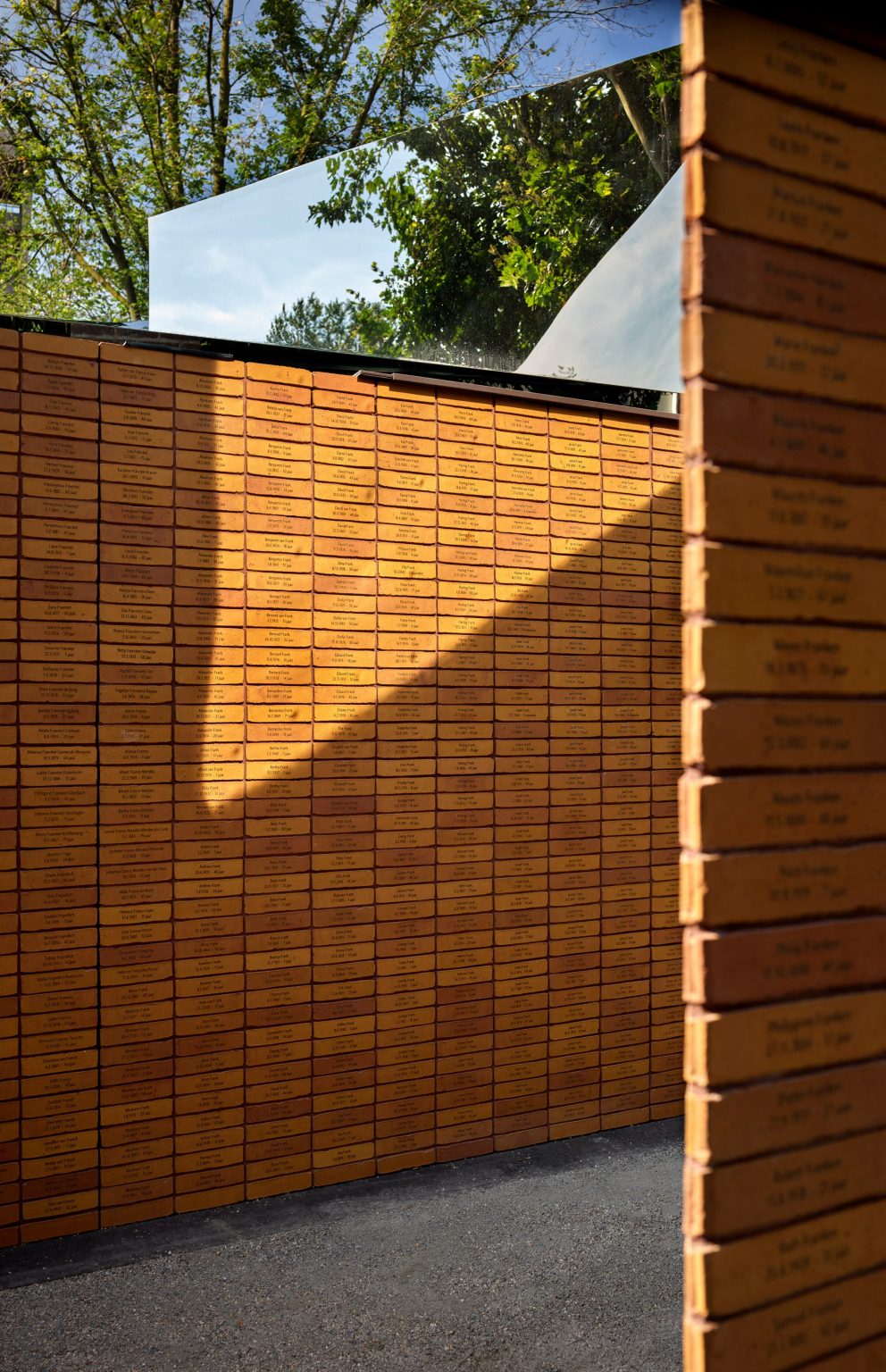 Bricks walls at the Dutch Holocaust Memorial of Names