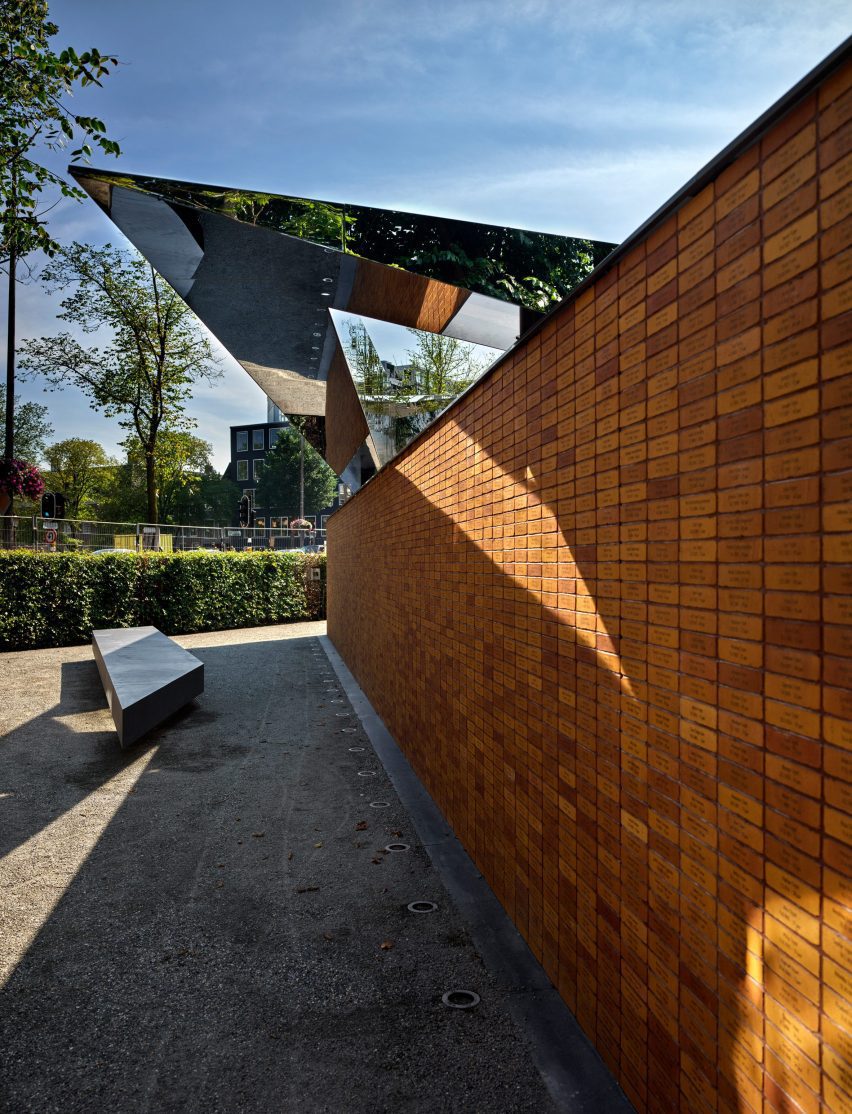 Bricks walls at the Dutch Holocaust Memorial of Names