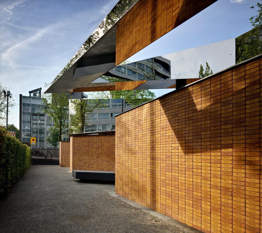 Brick walls in the Dutch Holocaust Memorial of Names
