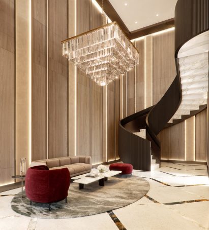 A chandelier in a public space