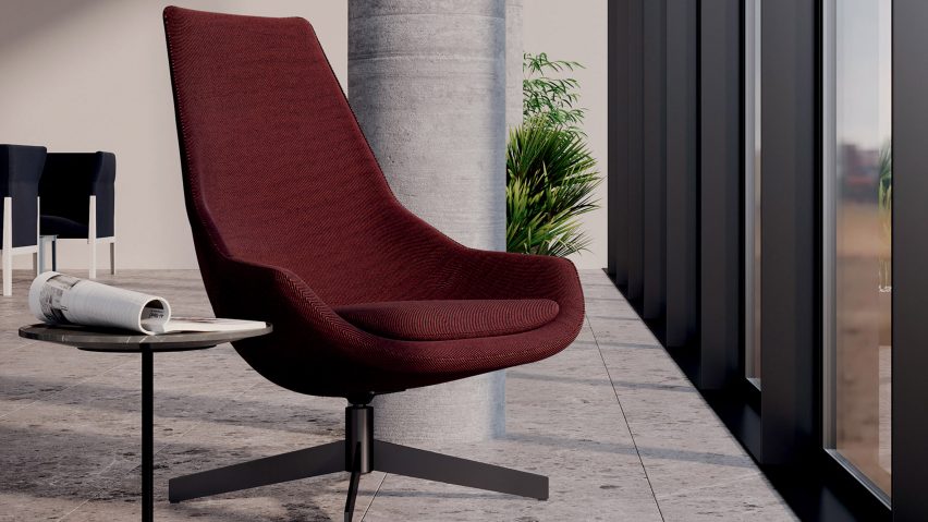 A red chair called Exord for Cassina