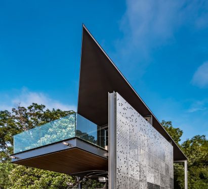 The project has perforated facades