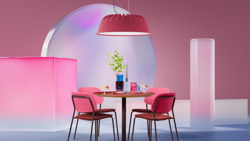 Pink Fost PET Felt Acoustic Lamp by De Vorm