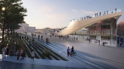 Timber bus terminal by Zaha Hadid Architects
