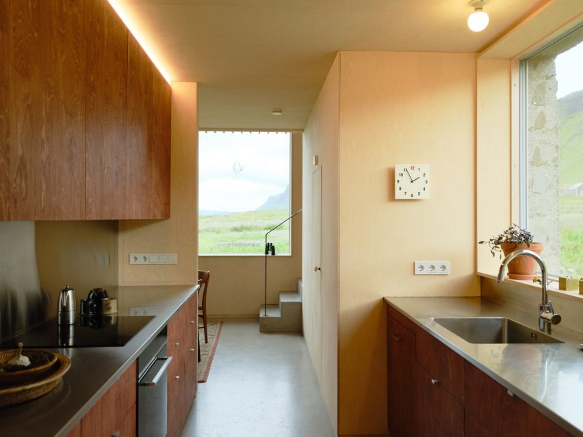 Wooden kitchen in Icelandic holiday home