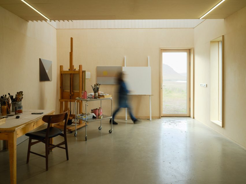 A wooden artist studio