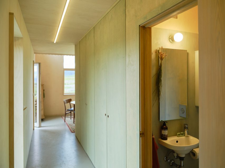 Wood-lined interiors of Icelandic holiday home