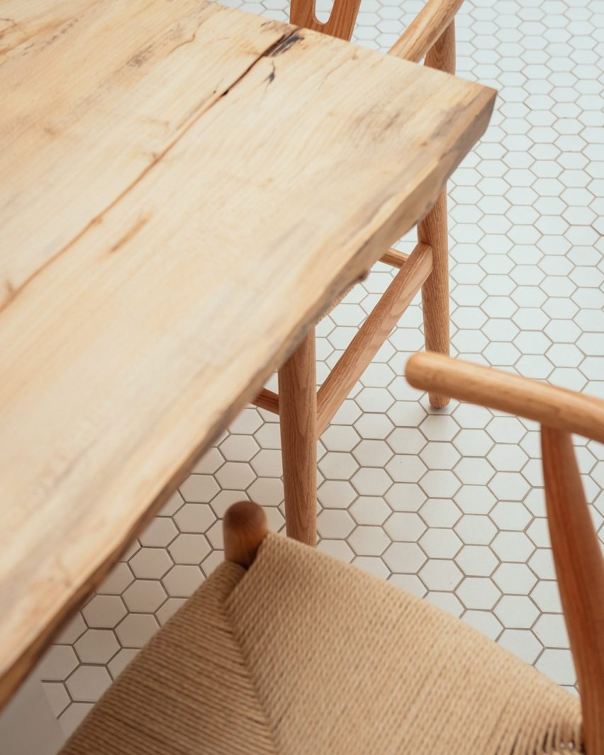 Wooden dining table and chairs