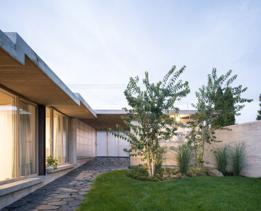A courtyard outside a Czech house