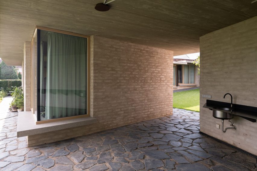 The brick exterior of House in Lanškroun
