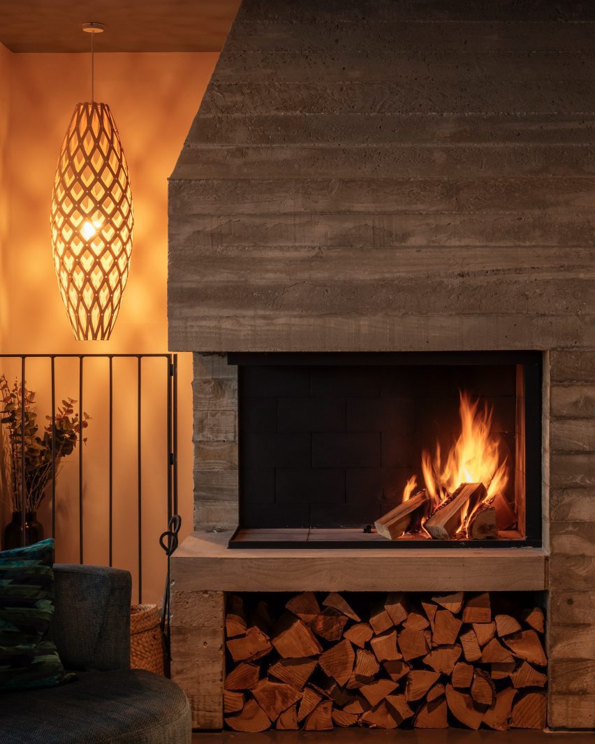 Fire place in House with Courtyards