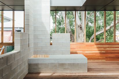 Concrete blocks within house extension