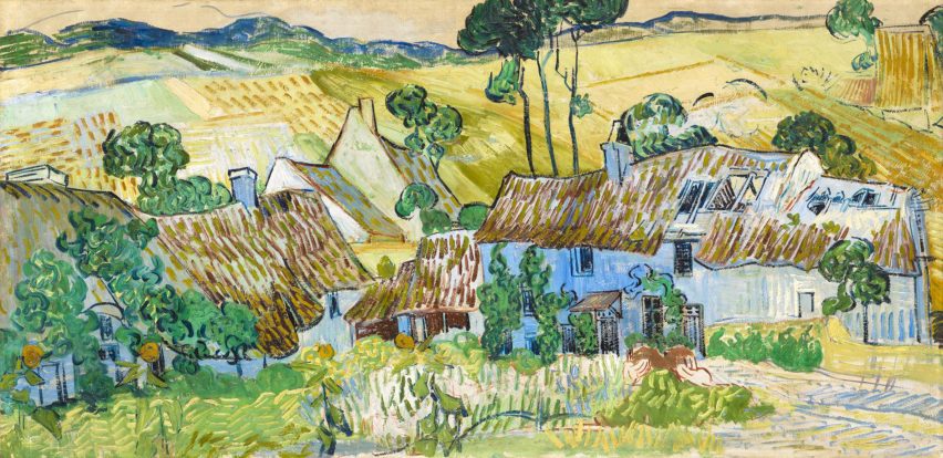 Painting of a village by Vincent van Gogh at the Laura Owens and Vincent van Gogh exhibition
