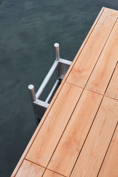 A metal ladder brings people to the deck
