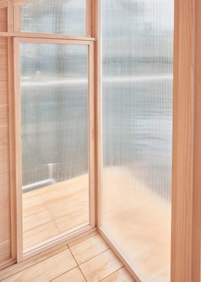 The glass provides a light filled interior