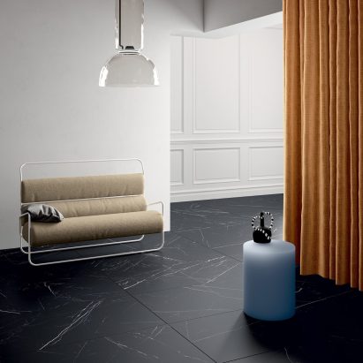 Marble Lab tile collection by Fiandre Architectural Surfaces in Dark Marquina