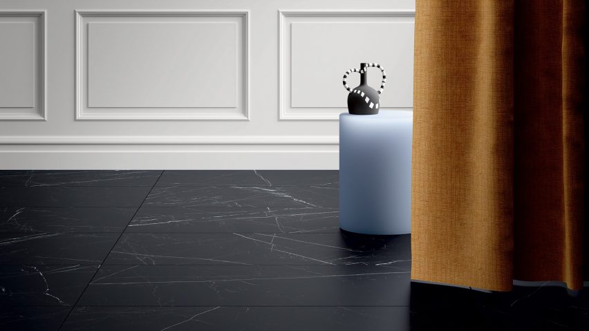 Marble Lab tile collection by Fiandre Architectural Surfaces in Dark Marquina