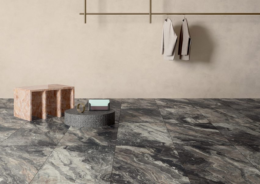 Marble Lab tile collection by Fiandre Architectural Surfaces in Arabescato Orobico