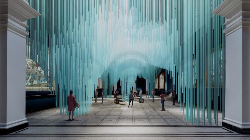 A blue light installation by Sou Fujimoto