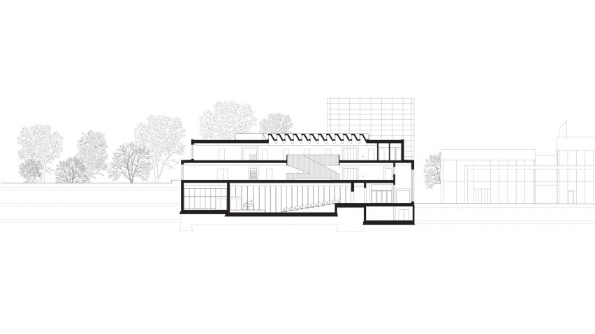 Section of The Music School of Bressanone by Carlana Mezzalira Pentimalli