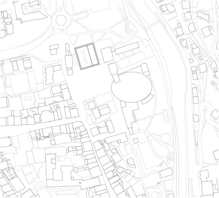 Site plan of The Music School of Bressanone by Carlana Mezzalira Pentimalli