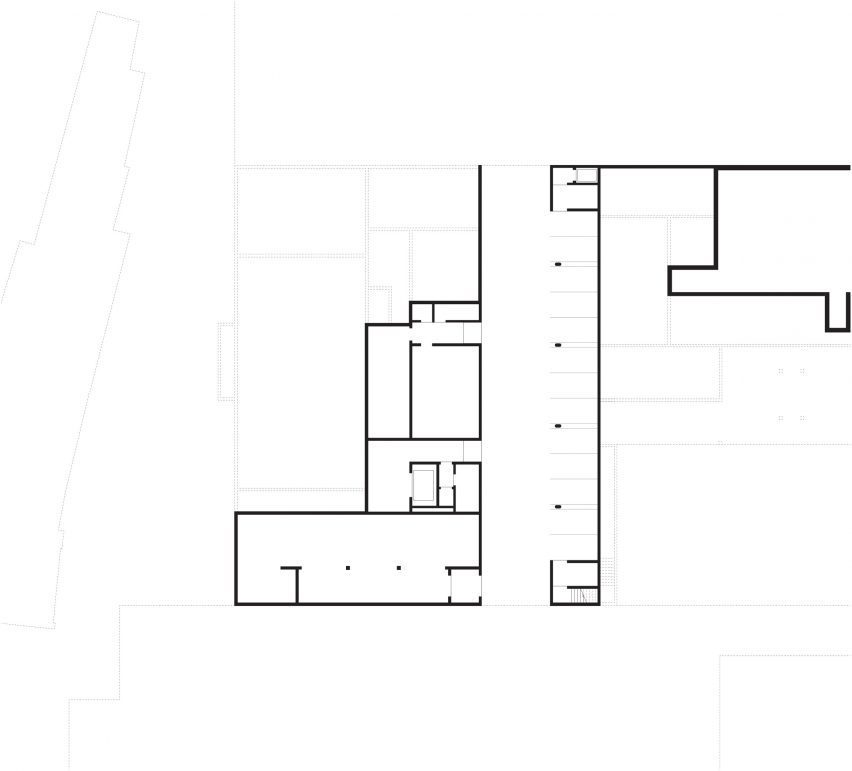 Basement floor plan of The Music School of Bressanone by Carlana Mezzalira Pentimalli