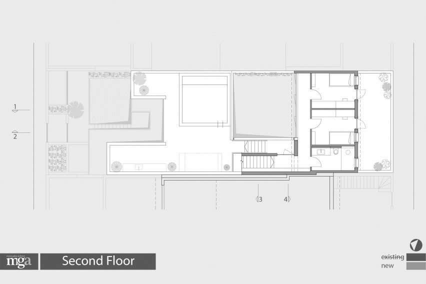 Second floor plan of Neve Tzedek Patio House by Meirav Galan