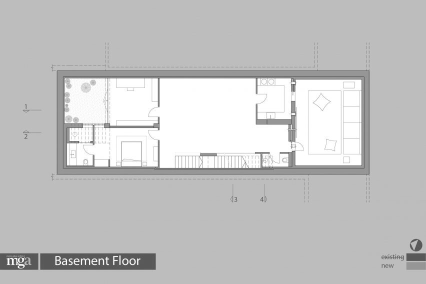 Basement floor plan of Neve Tzedek Patio House by Meirav Galan