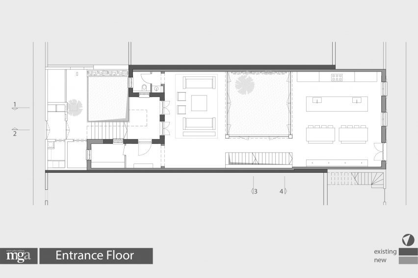Entrance floor plan of Neve Tzedek Patio House by Meirav Galan