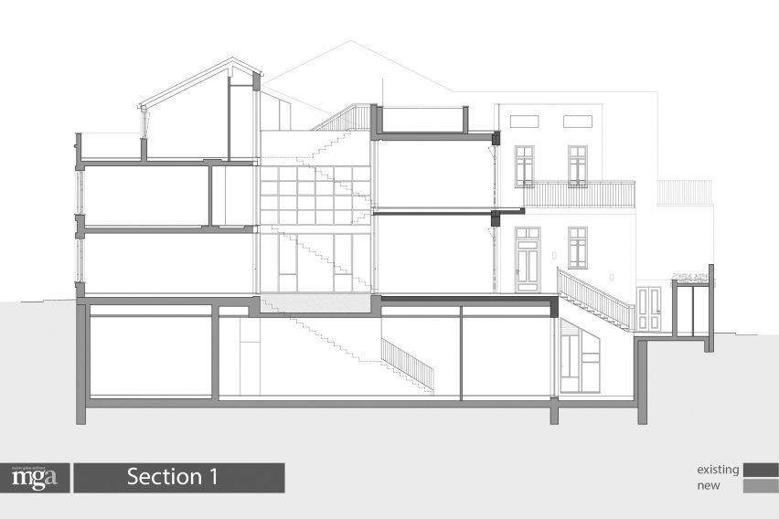 Section one of Neve Tzedek Patio House by Meirav Galan