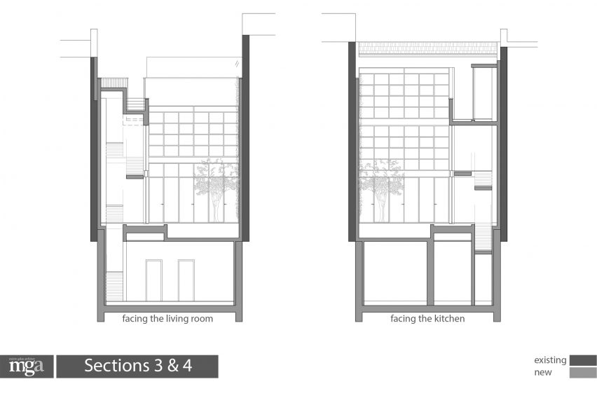 Sections three and four of Neve Tzedek Patio House by Meirav Galan