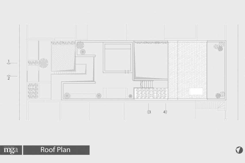 Roof plan of Neve Tzedek Patio House by Meirav Galan