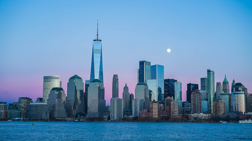 New York City skyline at dusk